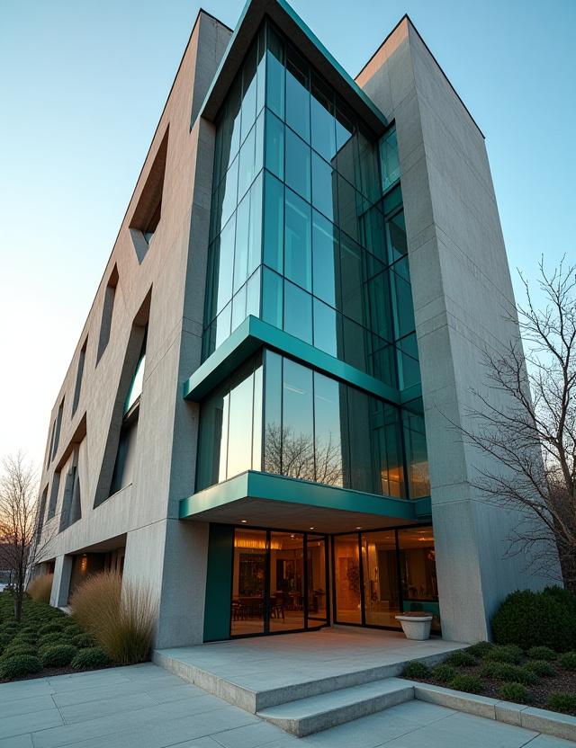 Brutalist and futurist architecture of the hotel